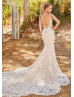 Beaded Ivory Lace Tulle Wedding Dress With Champagne Lining